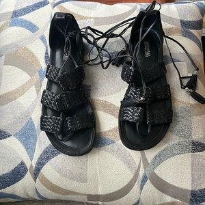 Black lace up sandals